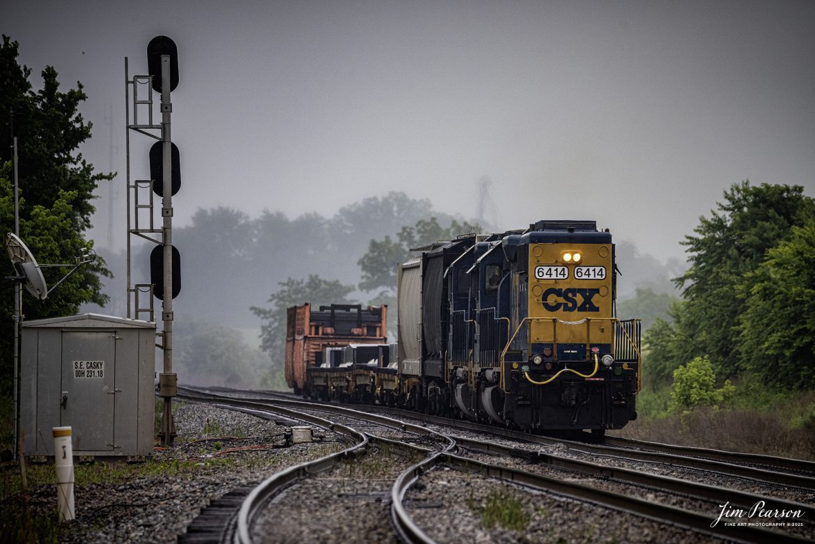 CSXT 6414 runs long nose forward as they head north into Casky Yard with a short work train at Hopkinsville, Ky, on May 27th, 2025, on the CSX Henderson Subdivision.

Tech Info: Nikon D810, RAW, Sigma 150-600 @ 440mm, f/6, 1/1600, ISO 360.

#railroad #railroads #train, #trains #railway #railway #steamtrains #railtransport #railroadengines #picturesoftrains #picturesofrailways #besttrainphotograph #bestphoto #photographyoftrains #bestsoldpicture #JimPearsonPhotography #onecsx