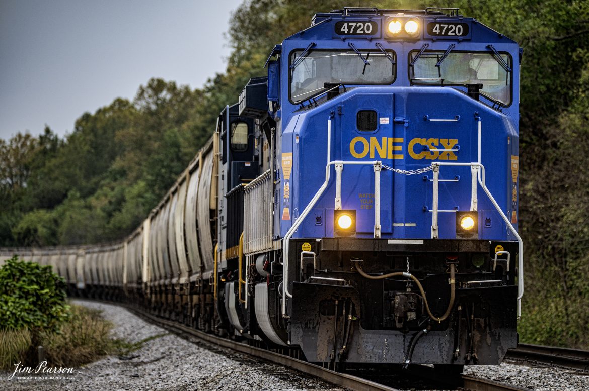 CSXT 4720, One CSX unit leads northbound CSX G410 empty grain train from the north end of Slaughters, Ky, on the CSX Henderson Subdivision on October 6th, 2025.

According to a CSX press release, January 14, 2025 - CSX has introduced the ONE CSX locomotive, a specially designed engine to symbolize the company’s commitment to fostering collaboration, inclusion, and mutual respect across its workforce.

“This locomotive celebrates our ONE CSX team and culture,” said CSX President and Chief Executive Officer Joe Hinrichs. “I am so proud to work with 23,000 members of our ONE CSX team every day to keep America moving.”

The locomotive’s vibrant design was created by Jody Cremeans, a Carman Painter at CSX’s mechanical shop in Huntington, West Virginia. Cremeans’ design reflects the company’s cultural pillars of valuing, appreciating, including, and respecting every individual within its organization. Employees at CSX’s Waycross, Georgia, mechanical shop brought the design to life, meticulously painting and polishing the locomotive to perfection.

Prominently displayed on the locomotive are the logos of 14 labor unions that represent CSX employees, reinforcing the company’s commitment to collaboration. This special detail of the locomotive further exemplifies CSX’s focus on working together to deliver exceptional customer service while ensuring every employee feels valued and connected.

“The ONE CSX cultural initiative has been a great way for management and craft employees to come together, to work together and to value each other,” explained Jon Guest, Assistant Superintendent at the CSX Waycross Terminal.

The ONE CSX locomotive serves as a rolling tribute to the importance of teamwork and mutual respect within the organization. For CSX, its success is directly tied to creating a workplace that fosters unity and celebrates each employee’s contributions.

The new locomotive stands as a testament to the power of shared purpose within the organization and represents CSX’s aspiration to continue building an inclusive and respectful workplace.
Tech Info: Nikon Z6ii, RAW, Sigma 150-600 @ 340mm, f/6.3, 1/800, ISO 280

#railroad #railroads #train, #trains #railway #railway #steamtrains #railtransport #railroadengines #picturesoftrains #picturesofrailways #besttrainphotograph #bestphoto #photographyoftrains #bestsoldpicture #JimPearsonPhotography #onecsx #csx
