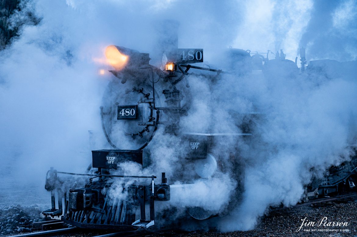 Durango and Silverton Railroad engine #480 is surrounded by a cloud of steam as it prepares to backup to their train at Silverton, Colorado on October 25, 2025, during their fall photography Charter.

According to Wikipedia, D&SNG No. 480 is a K-36 class 2-8-2 "Mikado" type narrow gauge steam locomotive. It was originally built by the Baldwin Locomotive Works in 1925 for the Denver & Rio Grande Western Railroad (D&RGW). It is now a permanent resident of the Durango & Silverton Narrow Gauge Railroad (D&SNG). It is one of four class K-36 locomotives in operation at the D&SNG

Tech Info: Nikon Z6ii, RAW, Nikon 24-70 mm at 52mm, f/6.3, 1/1250, ISO 640

#railroad #railroads #train, #trains #railway #railway #steamtrains #railtransport #railroadengines #picturesoftrains #picturesofrailways #besttrainphotograph #bestphoto #photographyoftrains #bestsoldpicture #JimPearsonPhotography #Steamtrain #DSNGRR