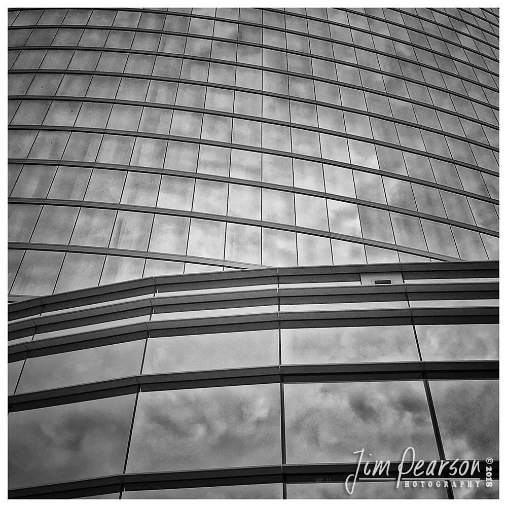 November 2, 2018 - Day 368 - iPhone 7 Plus Daily B/W Photo Challenge - The Panes - Lines, windows and reflections make for an interesting pattern picture of the side of the new JW Marriott building in downtown Nashville, Tennessee.
