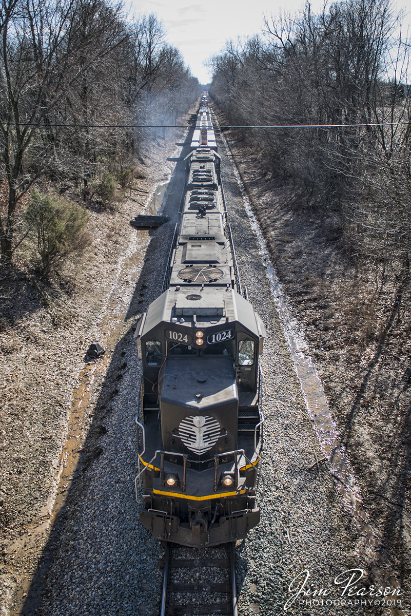 February 13, 2019 - Illinois Central 1024 and 1035 lead CN local freight L51371-13 under the overpass at Walter Valley, Ky, on CN's Bluford Subdivision. The Illinois Central is one of many railroads over the years that has been absorbed by Canadian National Railways over the years and these two are among the few that still remain in Illinois Central Paint. - #jimstrainphotos #kentuckyrailroads #trains #nikond800 #railroad #railroads #train #railways #railway #cn #canadiannationalrailway #illinoiscentralrailway