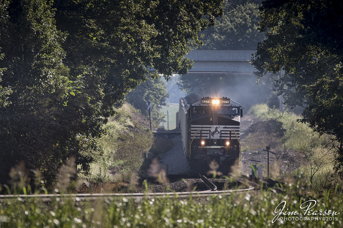 August 24, 2019 - Norfolk Southern DC to AC converted unit 4271 leads loaded coal train 70A as it heads out of Francisco, Indiana, westbound on the NS Southern-East District.