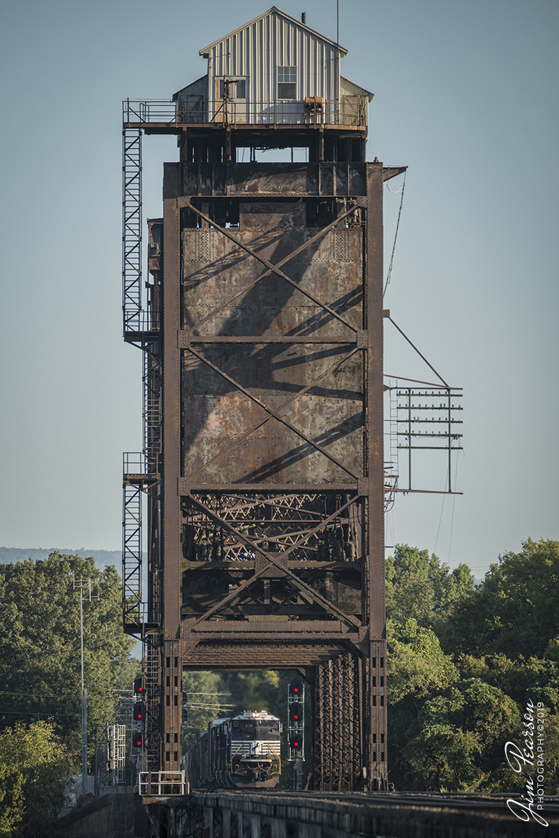 September 22, 2019 - Norfolk Southern 1206 leads a early morning mixed freight across the Tenbridge, over the Tennessee River, as it heads south on the CNO&TP Third District at Chattanooga, Tennessee.