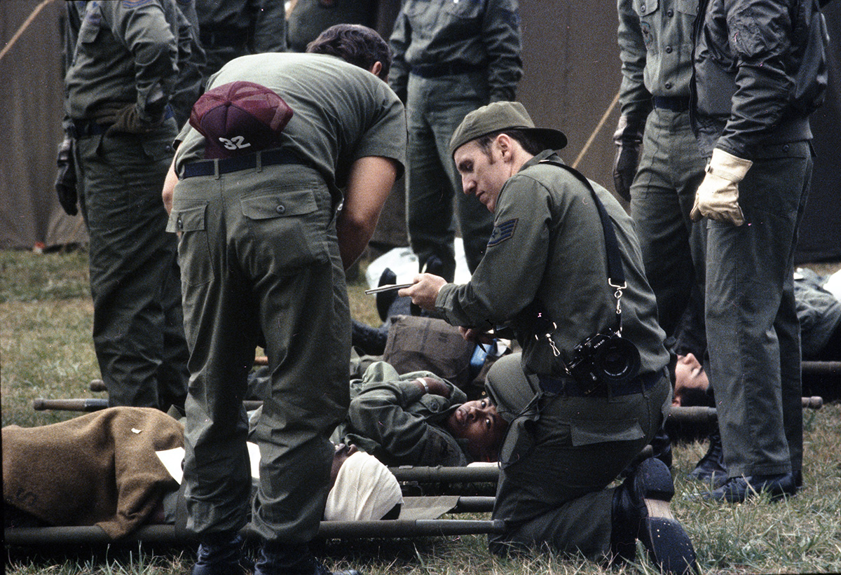 Blast From The Past - Fall, 1980 - Here we find my on assignment taking information in the field for a caption during a military exercise in Germany called Reforger. Over the years I was part of the Combat Camera team that covered this annual exercise. The acronym stands for Return of Forces to Europe and involved the joint participation by many countries. 

According to Wikipedia: Exercise Campaign Reforger (from return of forces to Germany) was an annual exercise and campaign conducted, during the Cold War, by NATO. The exercise was intended to ensure that NATO had the ability to quickly deploy forces to West Germany in the event of a conflict with the Warsaw Pact. Although most troops deployed were from the United States, the operation also involved a substantial number of troops from other NATO countries including Canada and the United Kingdom.

The Reforger exercise itself was first conceived in 1967. During the ongoing Vietnam War, the President Lyndon Johnson administration announced plans to withdraw approximately two divisions from Europe in 1968. As a demonstration of its continuing commitment to the defense of NATO and to illustrate its capability of rapid reinforcement, a large scale force deployment was planned that would deploy a division or more to West Germany in a regular annual exercise. 

The first such exercise was conducted beginning on 6 January 1969. These exercises continued annually past the end of the Cold War, except for the year 1989, until 1993. Reforger 1975 marked the operational presence of the United States Marine Corps in Europe for the first time since World War I when the 2nd Marine Division's 32nd Marine Amphibious Unit (32nd MAU) was deployed from Camp Lejeune, North Carolina, as part of that exercise. Reforger 1988 was billed as the largest European ground maneuver since the end of World War II as 125,000 troops were deployed.

Reforger was not merely a show of forcein the event of a conflict, it would be the actual plan to strengthen the NATO presence in Europe. In that instance, it would have been referred to as Operation Reforger. Important components in Reforger included the Military Airlift Command, the Military Sealift Command, and the Civil Reserve Air Fleet.

The U.S. Army also increased its rapid-reinforcement capability by prepositioning huge stocks of equipment and supplies in Europe at POMCUS sites. The maintenance of this equipment has provided extensive on-the-job training to reserve-component support units.