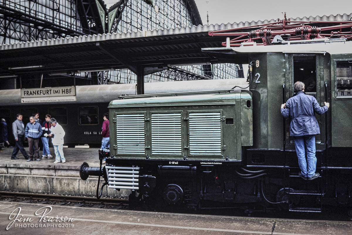 Blast From The Past - Fall 1987 - One of my favorite places to photograph trains in all of Europe was probably the Main train station in downtown Frankfurt, West Germany. Today of course it's just Germany, but when I lived there and traveled back to Germany on various photo assignments, it was my favorite off duty location for photographing trains.

The station was and still his huge and if I recall correctly it had 24 platforms all under one roof! Can't say about today, but back then you could wander around the station and out to the end of any platform and photograph the day to day operation of the station and out into the yard. It was a railfans dream locaiton, at leas it was for this one. 

According to Wikipedia: Frankfurt (Main) Hauptbahnhof (German for Frankfurt (Main) main station), often abbreviated as Frankfurt (Main) Hbf and sometimes translated as Frankfurt central station, is the busiest railway station in Frankfurt, Germany. The affix "Main" comes from the city's full name, Frankfurt am Main ("Frankfurt on the Main"). Because of its location in the middle of Germany and usage as a transport hub for long and short distance travelling, Deutsche Bahn refers to it as the most important station in Germany.

The station was built by the contractor Philipp Holzmann with construction starting in 1883. The Central-Bahnhof Frankfurt was finally opened on 18 August 1888. Right on the evening of the opening day, a train ran over the buffer stop and the locomotive was damaged. Over the course of the next few years, the area to the east of the new station, the Bahnhofsviertel, was built; it was completed around 1900. Until the completion of Leipzig Hauptbahnhof in 1915, Frankfurt station was the largest in Europe. As of today (2014), the 24 platforms with 26 tracks on one level probably make it the world's largest one-level railway hall.