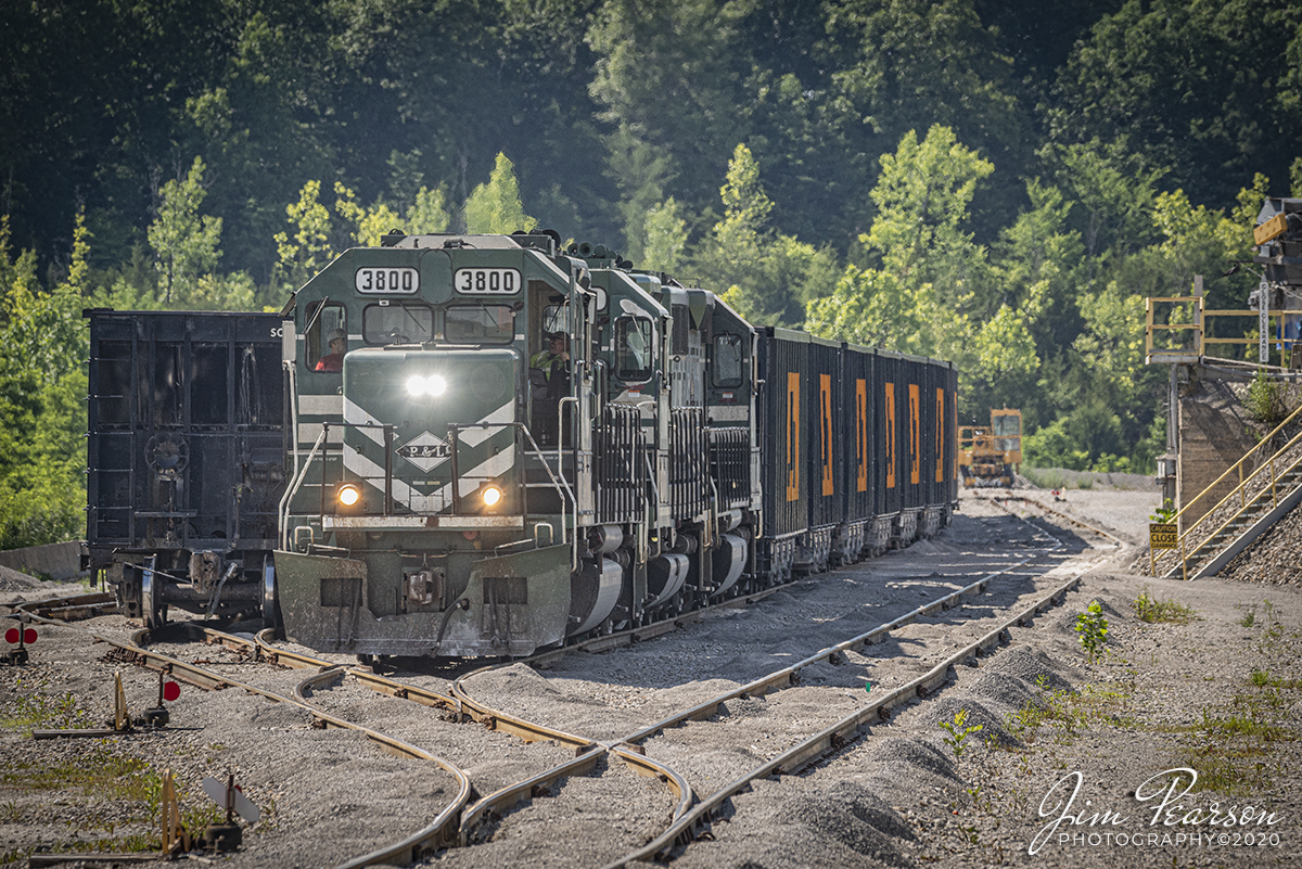 June 4, 2020 - The crew on Paducah and Louisville (PAL) 3800 wait patiently in the loading area of Scotty's Rock yard in Litchfield, Kentucky with a load of rock for Scotty's Vine Grove plant, for permission to head north with their train.

Tech Info: Nikon D800, RAW, Sigma 150-600 @ 310mm, f/8, 1/1250sec, ISO 900.