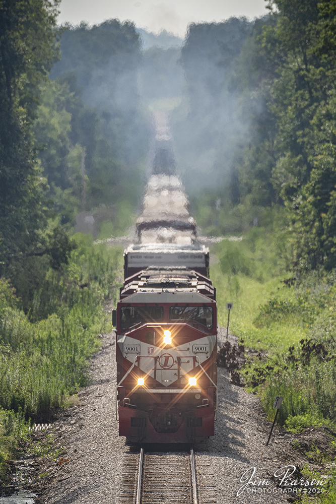 July 21, 2020 - Indiana Railroad (INRD) 9001 leads northbound daily train from Jasonville to Indianapolis, Indiana train (HWSA), with engineer Travis Collins at the controls as it approaches the county road 800, south of Switz City, Indiana. He will meet his southbound counterpart (SAHW) at the north end of the siding in Switz City, where they will trade trains and continue to their respective destinations on the INRD Indianapolis Subdivision.

Tech Info: Full Frame Nikon D800, Sigma 150-600 @ 480mm, f/6, 1/1250, ISO 560.