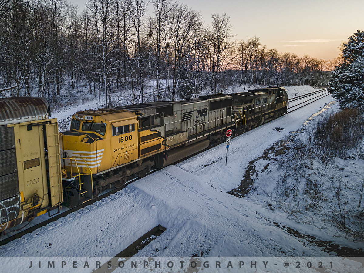Norfolk Southern Sonic Bonnets at Taswell, Indiana

Norfolk Southern 1800 the Yellow Sonic Bonnets trails behind the black 4004 version, as they lead NS empty autorack train 124 west as they slowly pull into the siding at Taswell, Indiana to meet eastbound NS 168, on the NS Southern-East District on January 28th, 2021 at dusk. 

Tech Info: DJI Mavic Air 2 Drone, RAW, 4.5mm (24mm equivalent lens) f/2.8, 1/160, ISO 200.