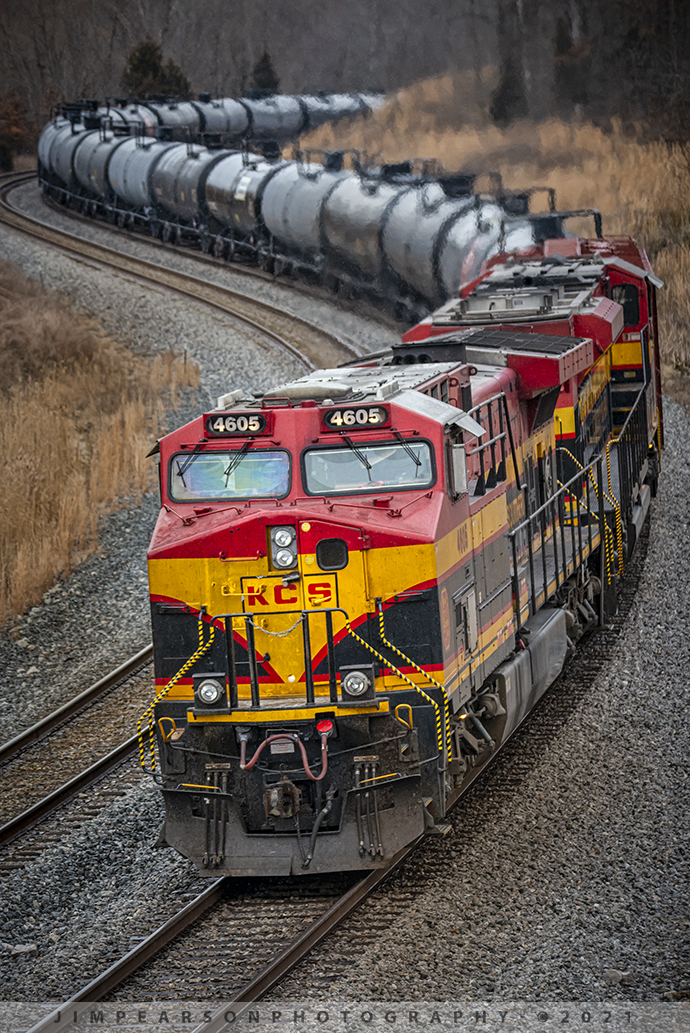 KCS 4605 leads ethanol tanks through Nortonville , Ky

It's not everyday we get Kansas City Southern leading any kind of train on the CSX Henderson Subdivision, so when I got reports from friends up the line to the north that CSX K443 was southbound with two of them I had to get trackside and one of my plans was to catch it as a vertical shot of it snaking it's way through the S curve at Nortonville, Ky!

Not sure why it's lights were off as it glided south on track one on January 30th, 2021, because when I caught it with the drone at the south end of Slaughters, Ky the main headlight and one ditch light were working. However here everything was out and the same applied when it hit Crofton and Kelly, Ky, even when it was blowing the crossings. At least the number boards were lit!

I'm guessing something happened as they had to change out an engine once they got to Casky Yard in Hopkinsville, Ky.

Tech Info: Nikon D800, RAW, Sigma 150-600 @170mm f/9, 1/800, ISO 900.