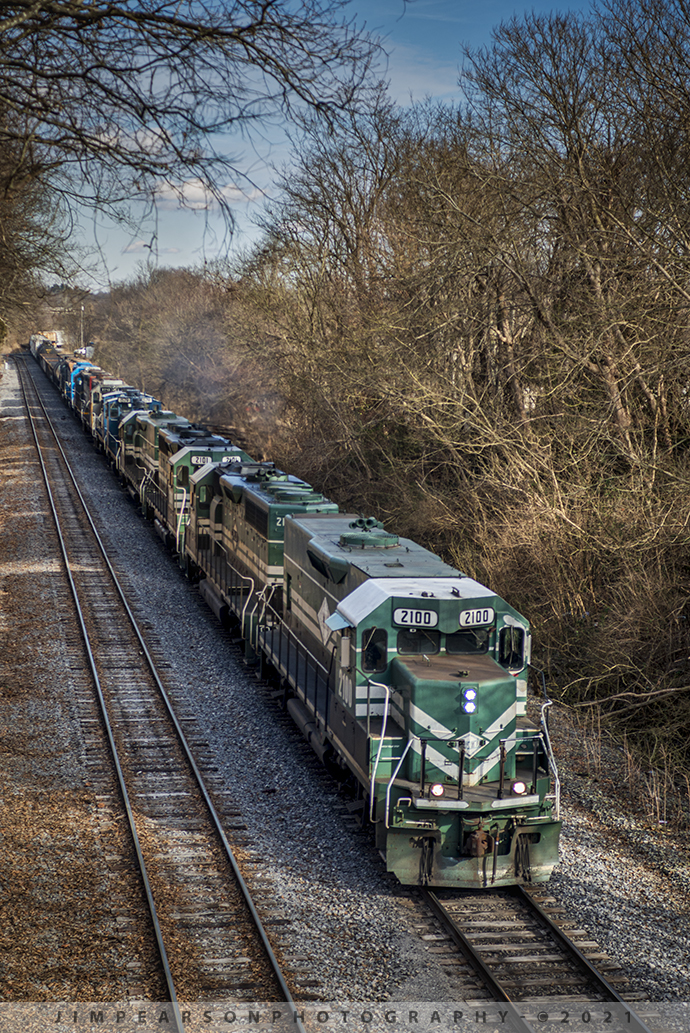 Power move on the Paducah and Louisville Railway at Princeton, Ky

Paducah and Louisville Railway (PAL) 2100 leads the daily local south, as it arrives at their yard in Princeton, Ky after making its pickup from CSX at Atkinson Yard in Madisonville, Kentucky. Part of it's pickup on January 18th, 2021, was six engines, dead in tow, bound for the National Railway Equipment shops in Paducah, Kentucky.

The power on this train was, PAL, 2100, 2121, 2101, 2104, dead in tow were, CIT/CBFX 1579, 1589 switchers, NERX 2710, 8580 (both ex SP), Northside Mining 2001 and NREX 2724, also ex-SP.

Tech Info: Nikon D800, RAW, Sigma 24-70 @ 46mm, f/4, 1/800, ISO 220.