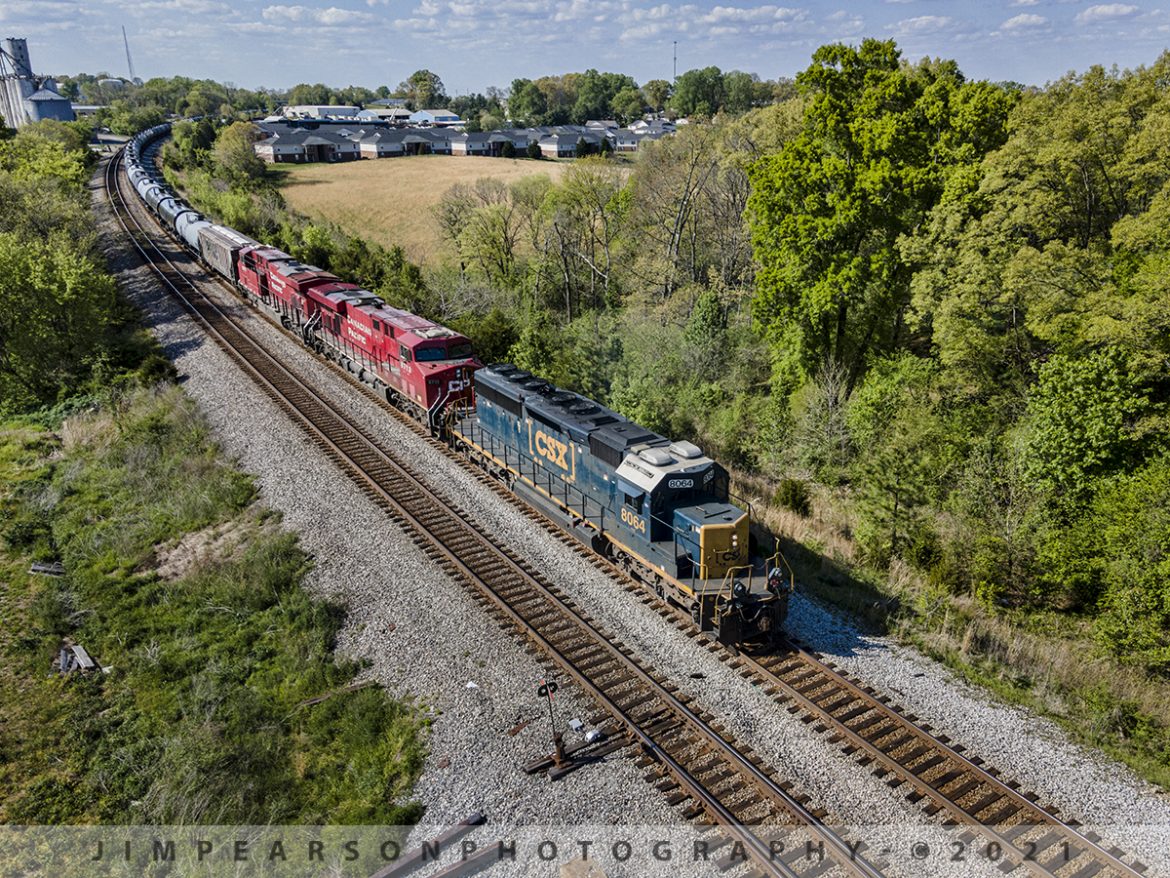 CSX southbound K423 with SD40 Leader at Courtland, TN

Something you dont see very often is a SD40-2 leading on a train such as this loaded ethanol K423 train on April 18th, 2021 departing from Springfield, TN as it leads two Canadian Pacific units south on the Henderson Subdivision.

Tech Info: DJI Mavic Air 2 Drone, RAW, 4.5mm (24mm equivalent lens) f/2.8, 1/640, ISO 100.