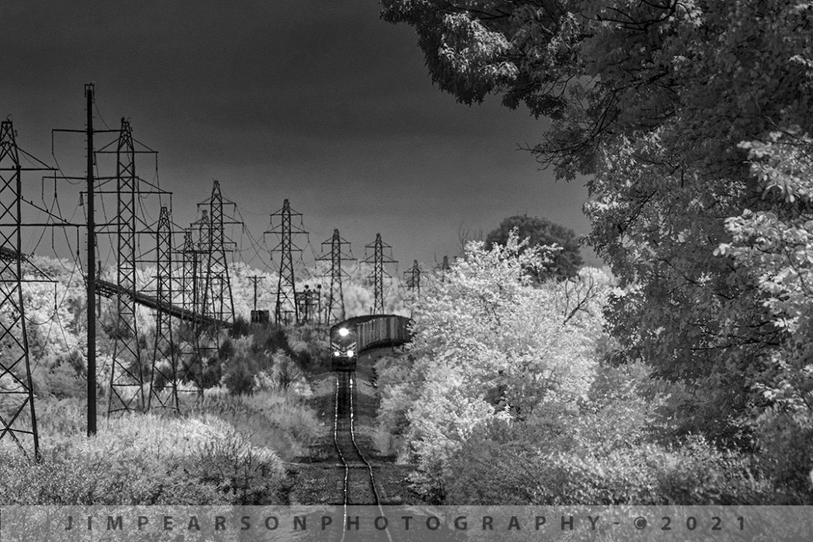 Paducah and Louisville PRX1 departs Warrior Coal at Nebo, KY

In this Infrared shot, Paducah and Louisville Railway 4516 leads a loaded coal train, and it begins its run from the Warrior Coal mine loop at Nebo, Ky on July 17th, 2021, on the Warrior Coal Mine lead. This load of coal is headed for Calvert City Terminal at Calvert City, KY.

Tech Info: Fuji XT-1, RAW, Converted to 720nm B&W IR, Sigma 150-600 @600mm, f/8, 1/500, ISO 800.