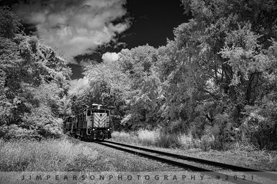 Ft. Campbell Rail southbound from Hopkinsville, KY

United States Army units USAX 6520, 6519 and 1871 head south after picking up a load of equipment from the Ft. Campbell wye in Hopkinsville, KY that was dropped off early this morning by CSX on August 9th, 2021.

My gear just didnt want to co-operate on this chase today! At my first spot with the drone as soon as I launched it the DJI Fly app complained that the device (iPhone) was too hot, and performance would be reduced! Well, its been an ongoing issue since they updated their software a few weeks ago, so I didn't get the drone in place where I wanted it. You'll see that shot tomorrow. 

This infrared shot is close to what I had in my mind, but I started my shots a little early and I had planned on the power being closer to the crossing, but the camera started dragging, and this was my closest frame. I'm happy with the shot, but not what I saw in my mind's eye though! I could crop it in tighter, but after looking at the finished shot, I think I like better with having someplace for the train to go!

My next two spots I had planned to shoot as it made its way to the base, I never made it to in time because of traffic and lights! Go figure. Some days railfanning is like that!


Tech Info: Fuji XT-1, RAW, Converted to 720nm B&W IR, Fuji 18-55 @18mm, f/5, 1/1000, ISO 200.