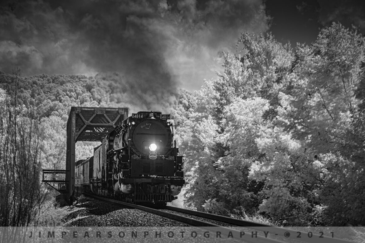 Infrared of the Union Pacific Big Boy 4014 at Aldridge, Illinois

It was a bit of a wait in a hot and humid sun, but it was well worth the wait for my first Infrared photograph of the Union Pacific Big Boy, which is an articulated 4-8-8-4 steam locomotive that was manufactured by the American Locomotive Company. There were a total 25 of these giants built and of the eight remaining locomotives this is the only operational one. Here it makes its way north across the Big Muddy River in Aldridge, Illinois on August 28, 2021, as it heads to its next scheduled stop at Chester, Illinois.

The Big Boy is on a month-long tour around the Midwest through, Arkansas, Colorado, Kansas, Illinois, Louisiana, Missouri, Nebraska, Oklahoma, Texas, and Wyoming before heading home to Cheyenne, Wyoming. For the route and schedule visit: https://www.up.com/heritage/steam/schedule/index.htm to see if it's stopping near you!

Tech Info: Fuji XT-1, RAW, sensor converted to 720nm B&W IR, Nikon 70-300 @200mm, f/8, 1/500, ISO 200, August 28, 2021, 2021.