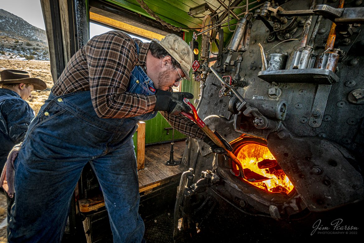 Its noisy, bumpy, hot, smells and not a lot of room, but also exciting, fun and awe inspiring to experience a living, breathing steam locomotive from its cab!! Ive got a video of the experience Im working on for a future post, as I couldnt post live on Facebook during the cab ride because of Federal Railroad Association rules. 


In the meantime, enjoy this still shot of Nevada Northern Railway fireman, Mike Hughes as he tends to the fire on locomotive #81, while Will Ebbert stands on the gangway in the background, keeping an eye on the track ahead, as they head toward Hi Line Junction, outside Ely, Nevada on February 13th, 2022. 


Nevada Northern No. 81 is a "Consolidation" type (2-8-0) steam locomotive that was built for the Nevada Northern in 1917 by the Baldwin Locomotive Works in Philadelphia, PA, at a cost of $23,700. It was built for Mixed service to haul both freight and passenger trains on the Nevada Northern railway.


According to Wikipedia: The Nevada Northern Railway Museum is a railroad museum and heritage railroad located in Ely, Nevada and operated by a historic foundation dedicated to the preservation of the Nevada Northern Railway.


Tech Info: Nikon D800, RAW, Nikon 10-24 @ 10mm, f/3.5, 1/320, ISO 400.


#trainphotography #railroadphotography #trains #railways #jimpearsonphotography #trainphotographer #railroadphotographer #steamtrains #nevadanorthernrailway