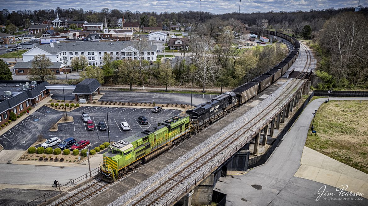 Going Away shot - Looks can be deceiving as in this going away shot that looks like it is coming at us, as I caught Norfolk Southern Heritage Unit 1072, Illinois Terminal, and NS 8090 bringing up the rear of a loaded coal train on April 7th, 2022, as it headed north on the Paducah and Louisville Railway at Central City, Kentucky. 

Tech Info: DJI Mavic Air 2S Drone, RAW, 22mm, f/2.8, 1/1500, ISO 130.

#trainphotography #railroadphotography #trains #railways #dronephotography #trainphotographer #railroadphotographer #jimpearsonphotography