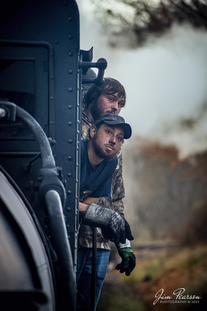 The crewmembers on Cass Scenic Railway Shay locomotive #11 watch the road ahead as they participate in the Cass Scenic Railways Rail Heritage Photography Weekend, at Cass, West Virginia on November 5th, 2022.

According to Wikipedia: Cass Scenic Railroad, is an 11-mile (18 km) long heritage railway owned by the West Virginia State Rail Authority and operated by the Durbin and Greenbrier Valley Railroad. The park also includes the former company town of Cass and a portion of the summit of Bald Knob, the highest point on Back Allegheny Mountain.

Tech Info: Nikon D800, RAW, Sigma 150-600 @ 250mm, f/5.6, 1/1000, ISO 2500.

#trainphotography #railroadphotography #trains #railways #jimpearsonphotography #trainphotographer #railroadphotographer #csxhendersonsubdivision #trainsinthesnow