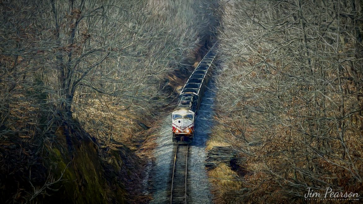 Digital Photo Art - Paducah and Louisville Railway University of Louisville locomotive 2013 approaches the US 70 overpass, near Bremen, Kentucky as it heads north with a load of coal for the Louisville, Gas and Electric power plant, outside of Louisville, Kentucky on January 19th, 2023.

Tech Info: iPhone 14 Pro, 6.9 (24mm) Lens at 4x Zoom, f/1.8, 1/90, ISO 20, in 4K video Mode.

#trainphotography #railroadphotography #trains #railways #iphonephotography #trainphotographer #railroadphotographer #jimpearsonphotography #coaltrain #pal #kentuckytrains #paducahandlouisvillerailway #iphone14pro