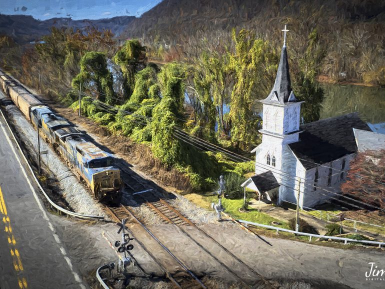 Digital Art Photo CSXT 7905 leads grain train G115 at East Bank, WV