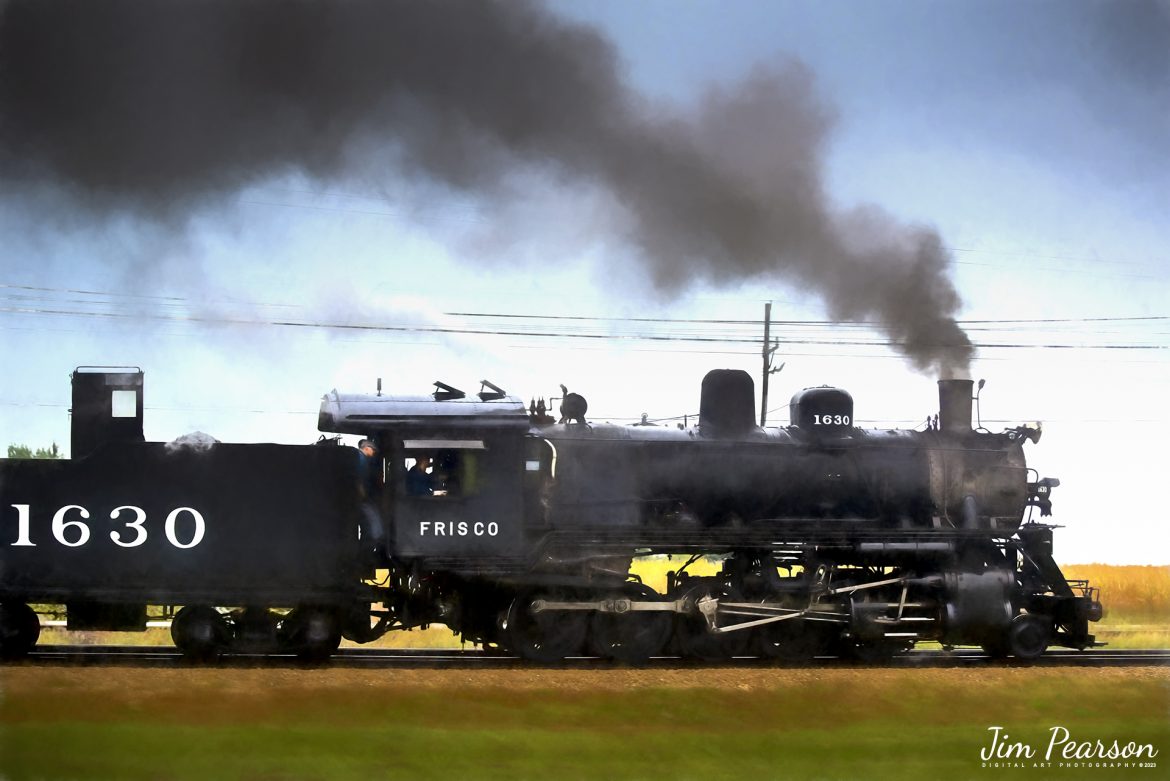 Digital Art Photo - September 16th, 2023 - St. Louis-San Francisco Railroad steam locomotive 1630 pulls into the depot at Illinois Railway Museum in Union, Illinois. 

According to Wikipedia, the locomotive was built in 1918 by the Baldwin Locomotive Works for use in Russia as a class Ye locomotive. However, it, along with approximately 200 other locomotives, remained in the United States, due to the inability of the Bolshevik government to pay for them, following the Russian Revolution. 

#jimstrainphotos #illinoisrailroads #steamtrains #nikond800 #railroad #railroads #train #railways #railway #illinoisrailwaymuseum #steamtrain #digitalphotoart