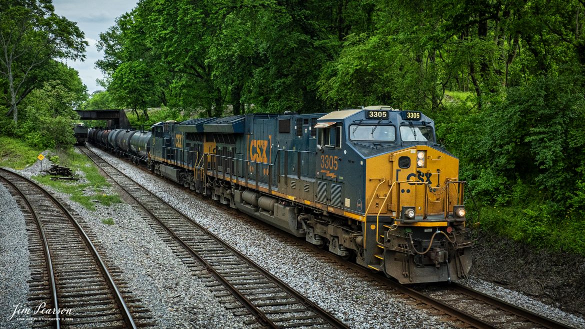CSXT 3305 leads a mixed freight heads north along the W&A Subdivision, as it passes under the Tennessee Valley Railroad Museum line at East Chattanooga, Tennessee on April 28th, 2024. The W&A Sub is named for the Western and Atlantic Railroad which ran between Chattanooga and Terminus. Today, CSX operates this line as the W&A Sub and the mileposts carry the prefix of OWA.

Tech Info: DJI Mavic 3 Classic Drone, RAW, 24mm, f/2.8, 1/2000, ISO 270.

#trainphotography #railroadphotography #trains #railways #trainphotographer #railroadphotographer #jimpearsonphotography #PassengerTrain #csx #TennesseeTrains