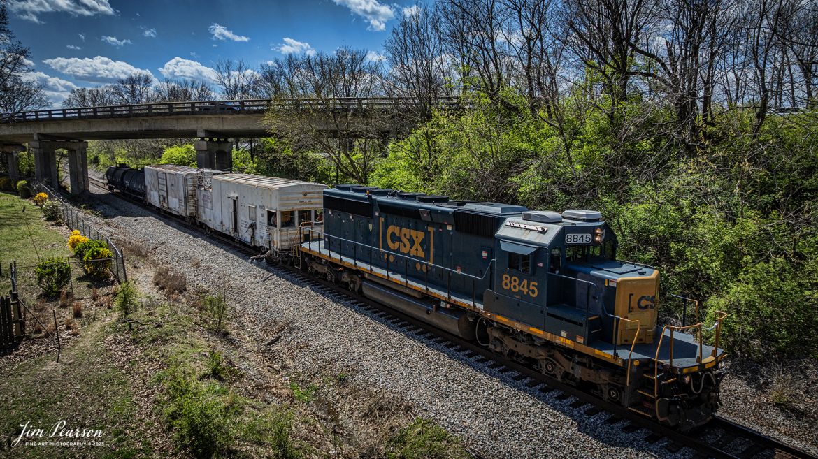 CSXT 8845 heads up CSX W053 as they work their way north under the North Main Street overpass with a weed spraying train at Madisonville, Kentucky on March 26th, 2025, on the CSX Henderson Subdivision.

Tech Info: DJI Mavic 3 Classic Drone, RAW, 22mm, f/2.8, 1/2500, ISO 160.

#railroad #railroads #train, #trains #railway #railway #railtransport #railroadengines #picturesoftrains #picturesofrailways #besttrainphotograph #bestphoto #photographyoftrains #bestsoldpicture #JimPearsonPhotography #trainsfromadrone #csxhendersonsubdivision #onecsx