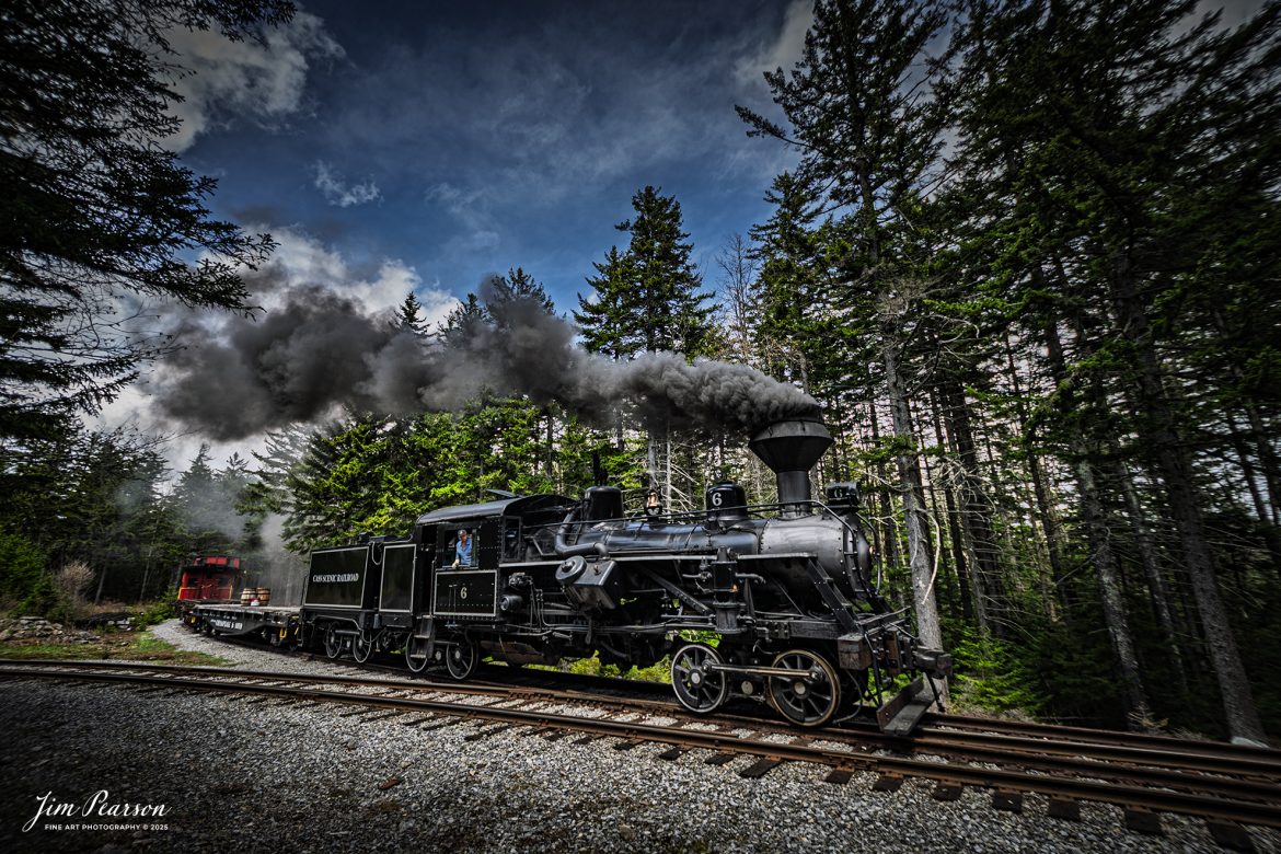 Cass Scenic Railroad’s Heisler #6 pulls out of the Wye, during their Spring Photo Charter on May 3rd, 2025, at Cass, WV.

According to the Mountain Rail West Virginia Website: The Meadow River Lumber No. 6 was built by the Heisler Locomotive Works in Erie, PA, in 1929 for the Bostonia Coal & Clay Products Company of New Bethlehem, PA.

The Heisler was sold to the Meadow River Lumber Company at Rainelle, WV in 1939, where it was rostered as No. 6. She retired from the lumber company in 1965 and was purchased by the purchased it by the state of West Virginia purchased. The engine ran under its own steam from Rainelle to its new home in Cass in December 1966. No. 6 would begin operating on the railroad in 1968. The Heisler is the fastest geared locomotive in the Cass collection.

Tech Info: Nikon Z6ii, RAW, Nikon 10-24@ 10mm, f/3.5, 1/640, ISO 125.

#railroad #railroads #train, #trains #railway #railway #railtransport #railroadengines #picturesoftrains #picturesofrailways #besttrainphotograph #bestphoto #photographyoftrains #bestsoldpicture #JimPearsonPhotography #steamtrain #casssenicrailroad