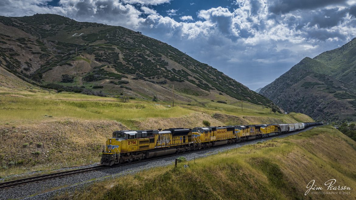 Union Pacific 8794 leading a westbound mixed freight as it heads into Uintah, Utah, on June 19th, 2023, on the Evanston Subdivision.

Tech Info: DJI Mavic 3 Classic Drone, RAW, 24mm, f/2.8, 1/1000, ISO 340.

#trainphotography #railroadphotography #trains #railways #dronephotography #trainphotographer #railroadphotographer #jimpearsonphotography #trains #unionpacific #mavic3classic #drones #trainsfromtheair #trainsfromadrone #UtahTrains
