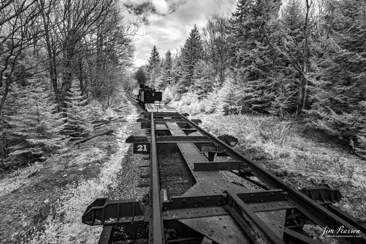 In this week’s Saturday Infrared photo, Cass Scenic Railroad's Heisler #6 rolls through the countryside during the Cass Spring Photographers Special, as they head back to Cass, West Virginia on May 3rd, 2025. 

According to the Mountain Rail West Virginia Website: The Meadow River Lumber No. 6 was built by the Heisler Locomotive Works in Erie, PA, in 1929 for the Bostonia Coal & Clay Products Company of New Bethlehem, PA.

The Heisler was sold to the Meadow River Lumber Company at Rainelle, WV in 1939, where it was rostered as No. 6. She retired from the lumber company in 1965 and was purchased by the purchased it by the state of West Virginia purchased. The engine ran under its own steam from Rainelle to its new home in Cass in December 1966. No. 6 would begin operating on the railroad in 1968. The Heisler is the fastest geared locomotive in the Cass collection.

Tech Info: Fu, RAW, Nikon 10-24 @ 10mm, f/4.5, 1/500, ISO 400.

#railroad #railroads #train, #trains #railway #railway #railtransport #railroadengines #picturesoftrains #picturesofrailways #besttrainphotograph #bestphoto #photographyoftrains #bestsoldpicture #JimPearsonPhotography #steamtrain #casssenicrailway #irphotography