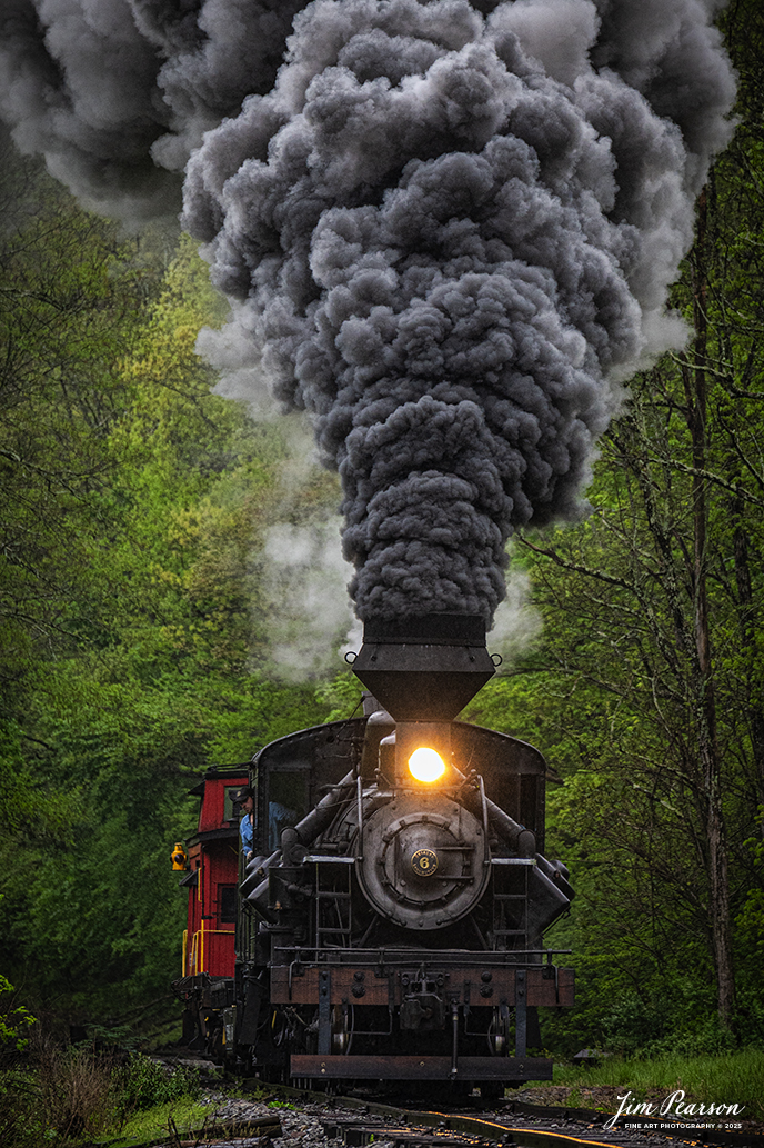 Engineer Noah Barkley keeps a watchful eye on the track ahead from Cass Scenic Railway Heisler #6 as they pull through the countryside at Wanless on the way to Durban, West Virginia, during the Cass Spring Photographers Special, from Cass, West Virginia on May 4th, 2025. 

According to the Mountain Rail West Virginia Website: The Meadow River Lumber No. 6 was built by the Heisler Locomotive Works in Erie, PA, in 1929 for the Bostonia Coal & Clay Products Company of New Bethlehem, PA.

The Heisler was sold to the Meadow River Lumber Company at Rainelle, WV in 1939, where it was rostered as No. 6. She retired from the lumber company in 1965 and was purchased by the purchased it by the state of West Virginia purchased. The engine ran under its own steam from Rainelle to its new home in Cass in December 1966. No. 6 would begin operating on the railroad in 1968. The Heisler is the fastest geared locomotive in the Cass collection.

Tech Info: Nikon Z6ii, RAW, Nikon 70-300 @ 300mm, f/5.3, 1/400, ISO 1600.

#railroad #railroads #train, #trains #railway #railway #railtransport #railroadengines #picturesoftrains #picturesofrailways #besttrainphotograph #bestphoto #photographyoftrains #bestsoldpicture #JimPearsonPhotography #steamtrain #casssenicrailway