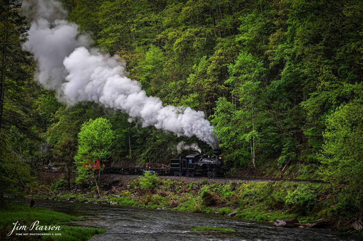 Engineer Noah Barkley keeps a watchful eye on the track ahead from Cass Scenic Railway Heisler #6 as they pull through the countryside at Wanless along the Greenbrier River, on the way to Durban, West Virginia, during the Cass Spring Photographers Special, from Cass, West Virginia on May 4th, 2025. 

According to the Mountain Rail West Virginia Website: The Meadow River Lumber No. 6 was built by the Heisler Locomotive Works in Erie, PA, in 1929 for the Bostonia Coal & Clay Products Company of New Bethlehem, PA.

The Heisler was sold to the Meadow River Lumber Company at Rainelle, WV in 1939, where it was rostered as No. 6. She retired from the lumber company in 1965 and was purchased by the purchased it by the state of West Virginia purchased. The engine ran under its own steam from Rainelle to its new home in Cass in December 1966. No. 6 would begin operating on the railroad in 1968. The Heisler is the fastest geared locomotive in the Cass collection.

Tech Info: Nikon Z6ii, RAW, Nikon 24-70 @ 70mm, f/4.5, 1/320, ISO 200.

#railroad #railroads #train, #trains #railway #railway #railtransport #railroadengines #picturesoftrains #picturesofrailways #besttrainphotograph #bestphoto #photographyoftrains #bestsoldpicture #JimPearsonPhotography #steamtrain #casssenicrailway