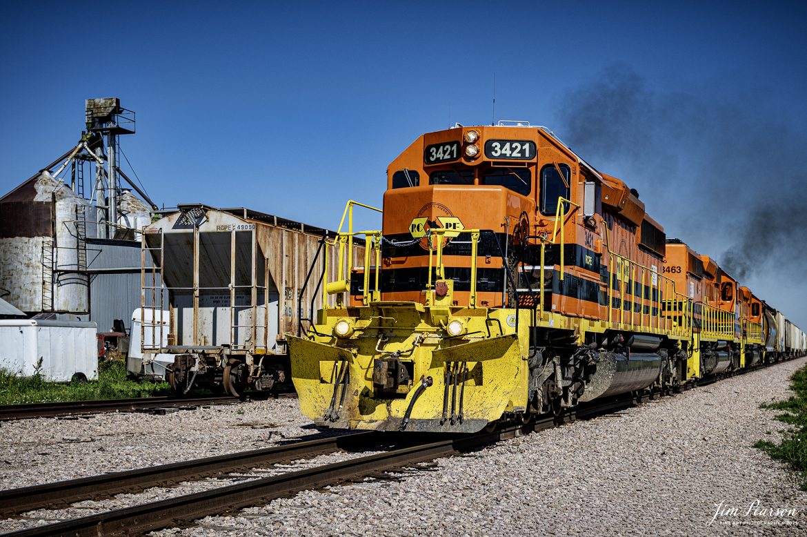 Rapid City, Pierre & Eastern Railroad (RCPE) 3421 as it leads their train eastbound through the countryside along I90, as they head for Rapid City, South Dakota on the Black Hills Subdivision, on June 26th, 2025.

According to Wikipedia, the Rapid City, Pierre & Eastern Railroad (reporting mark RCPE) is a Class II freight railroad operating across South Dakota and southern Minnesota in the northern plains of the United States. Portions of the railroad also extend into Wyoming and Nebraska. It is owned and operated by Genesee & Wyoming. The primary commodities shipped are grain, clay, and cement. Operations began on June 1, 2014.

Genesee & Wyoming, a holding company of mostly short line railroads, formed the Rapid City, Pierre & Eastern to acquire the western end of the former Dakota, Minnesota and Eastern Railroad (DM&E) rail line from the Canadian Pacific Railway (CPR). The RCPE and DM&E entered an agreement on January 2, 2014, wherein RCPE would acquire 670 miles of track and 219 miles of trackage rights from the DM&E. The acquisition was completed on May 30, 2014, for $210 million. Most of its employees came from the DM&E.

Tech Info: Nikon Z6ii, RAW, Nikon 10-24 @ 32mm, f/4, 1/1600, ISO 100

#railroad #railroads #train, #trains #railway #railway #steamtrains #railtransport #railroadengines #picturesoftrains #picturesofrailways #besttrainphotograph #bestphoto #photographyoftrains #bestsoldpicture #JimPearsonPhotography