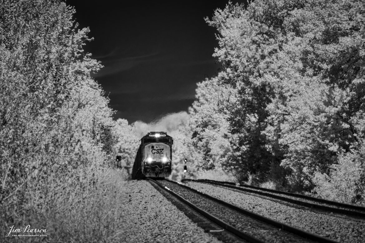 In this week’s Saturday Infrared photo, we catch CSX loaded coal train C015 as they head south at  Crofton, Ky, on the CSX Henderson Subdivision, on September 1st, 2025.

Tech Info: Fuji XT-1, RAW, Converted to 720nm B&W IR, Nikon 70-300 @ 300mm, f/5.6, 1/500, ISO 200.

#trainphotography #railroadphotography #trains #railways #jimpearsonphotography #infraredtrainphotography #infraredphotography #trainphotographer #railroadphotographer #infaredtrainphotography #trending